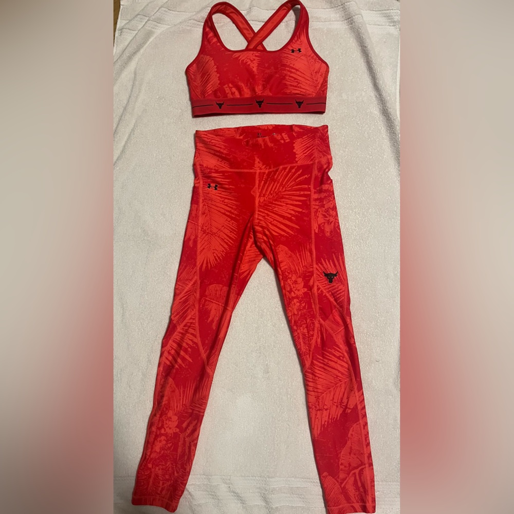 Under Armour Vibrant Reddish Orange Set.